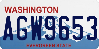 WA license plate AGW9653