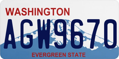 WA license plate AGW9670