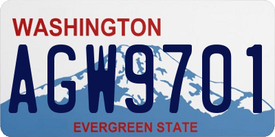 WA license plate AGW9701