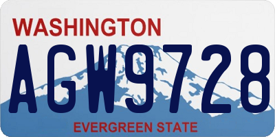 WA license plate AGW9728
