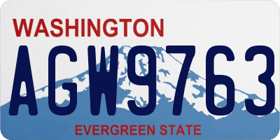 WA license plate AGW9763