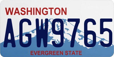 WA license plate AGW9765