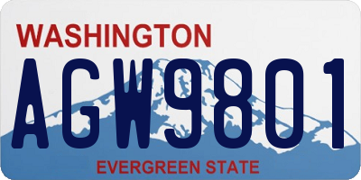 WA license plate AGW9801