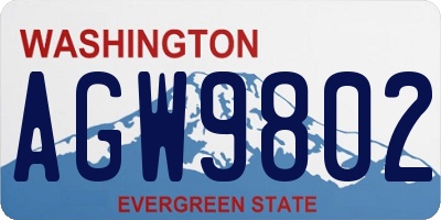 WA license plate AGW9802