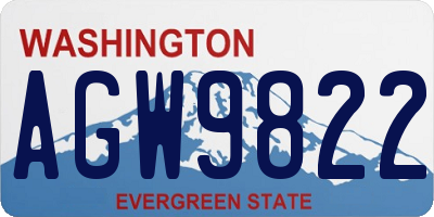 WA license plate AGW9822