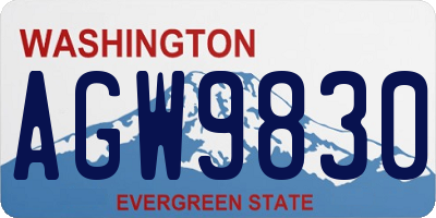 WA license plate AGW9830