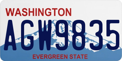 WA license plate AGW9835