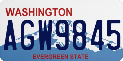 WA license plate AGW9845