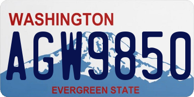 WA license plate AGW9850