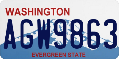 WA license plate AGW9863