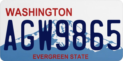 WA license plate AGW9865