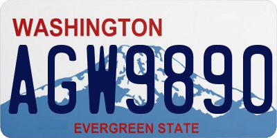WA license plate AGW9890
