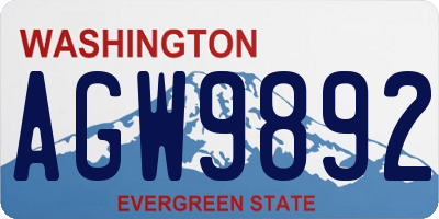 WA license plate AGW9892