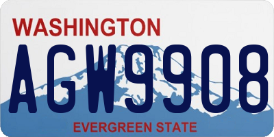 WA license plate AGW9908