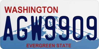 WA license plate AGW9909
