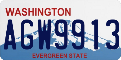 WA license plate AGW9913