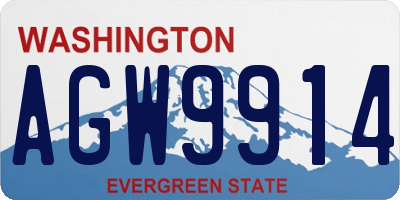 WA license plate AGW9914
