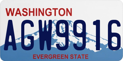WA license plate AGW9916