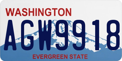 WA license plate AGW9918