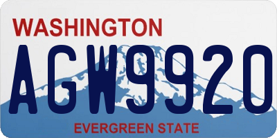 WA license plate AGW9920