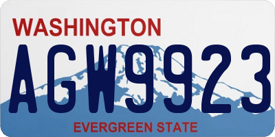 WA license plate AGW9923