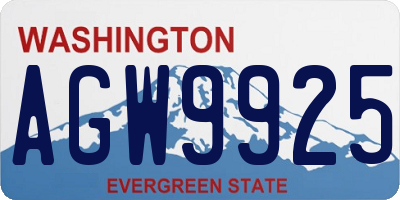 WA license plate AGW9925