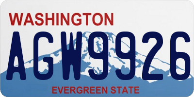 WA license plate AGW9926