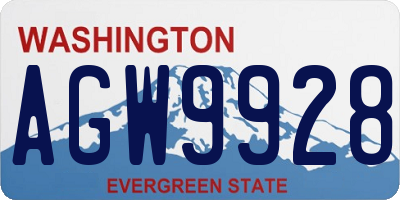 WA license plate AGW9928