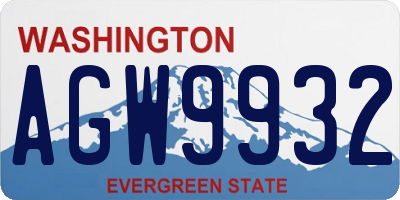 WA license plate AGW9932
