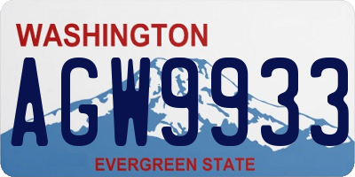 WA license plate AGW9933