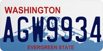 WA license plate AGW9934