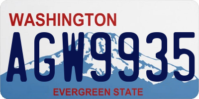 WA license plate AGW9935