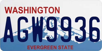 WA license plate AGW9936