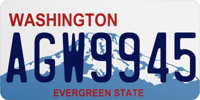 WA license plate AGW9945