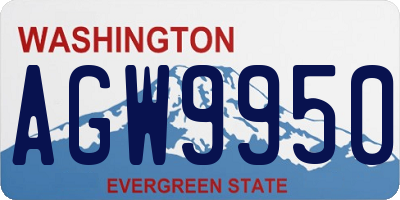 WA license plate AGW9950