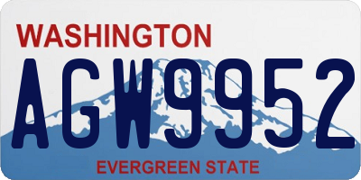 WA license plate AGW9952