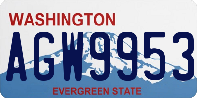 WA license plate AGW9953