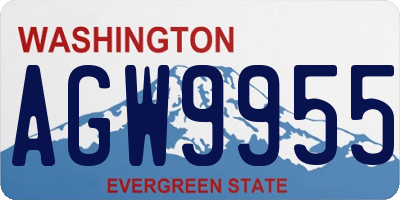 WA license plate AGW9955