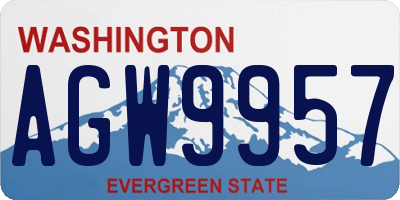 WA license plate AGW9957