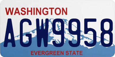 WA license plate AGW9958