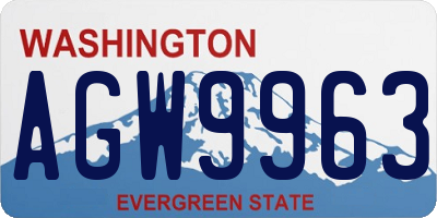 WA license plate AGW9963