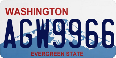 WA license plate AGW9966