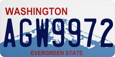 WA license plate AGW9972