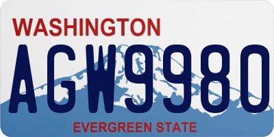 WA license plate AGW9980