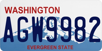 WA license plate AGW9982