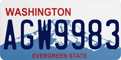 WA license plate AGW9983