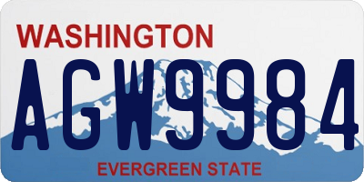 WA license plate AGW9984