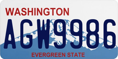 WA license plate AGW9986
