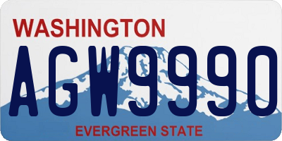 WA license plate AGW9990