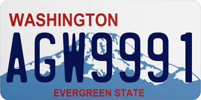 WA license plate AGW9991